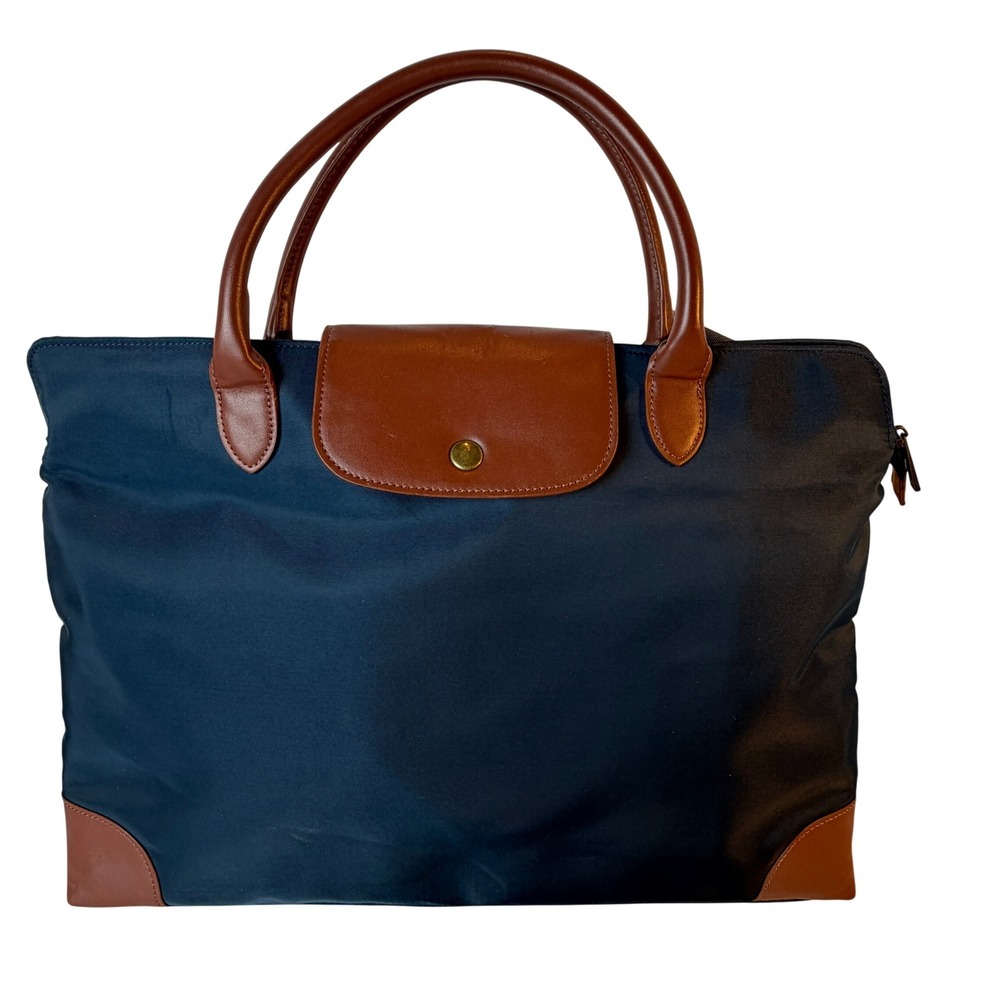 Fintie Navy Laptop Tote Bag Brown Trim Work Briefcase Shoulder Strap 17"